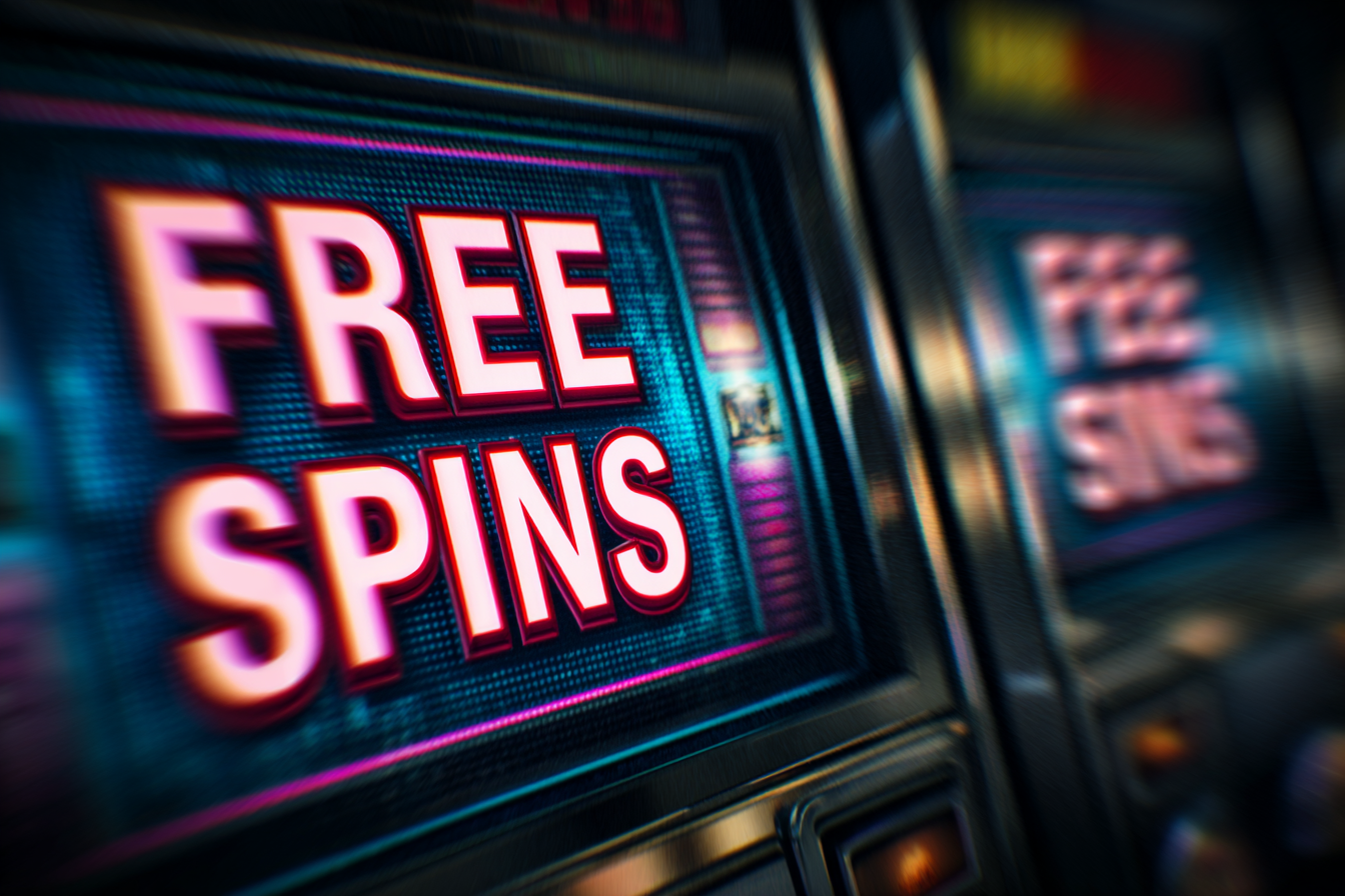 Thông báo Free Spins trên máy slot với sư tử vàng