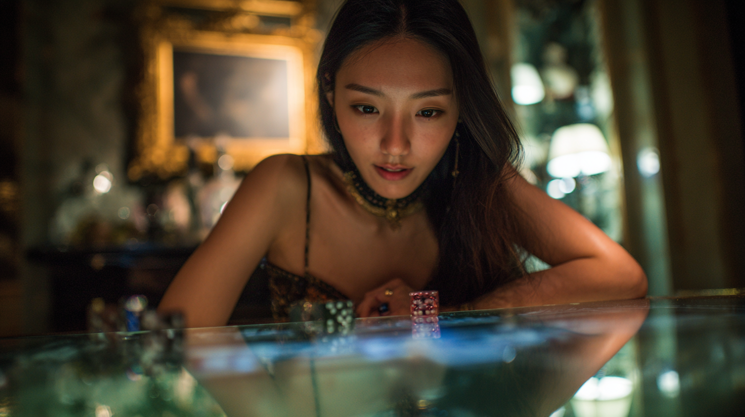 Cô gái châu Á xinh đẹp tại bàn Sic Bo thông minh