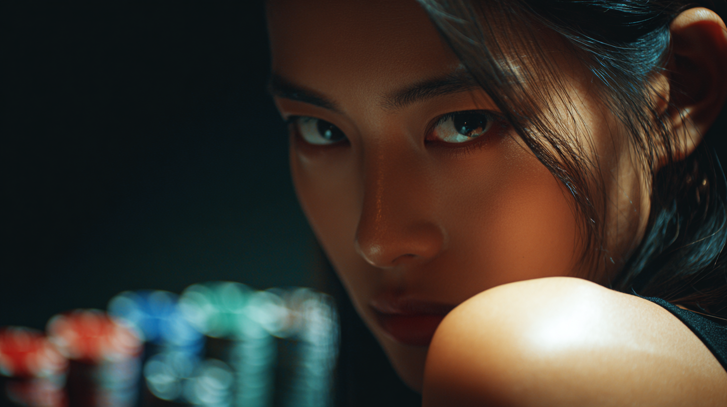 Cô gái châu Á xinh đẹp nhìn từ sau vai trong Salon Privé riêng tư